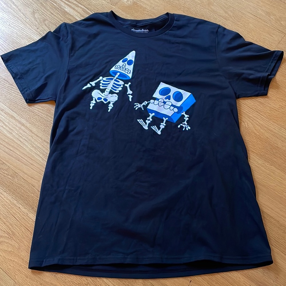 Nickelodeon Black SpongeBob SquarePants & Patrick Star Skeleton T-Shirt